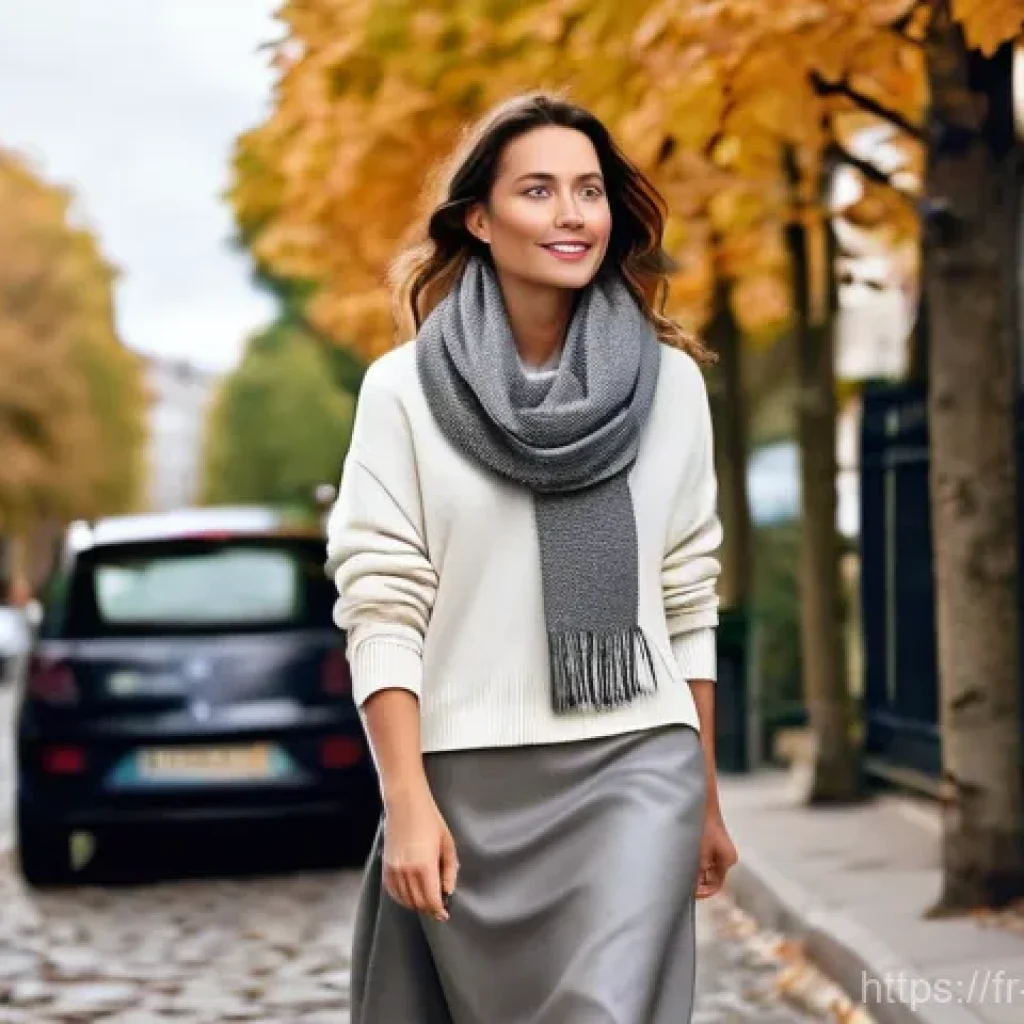 가을 니트 스커트 추천 - **Prompt for a Casual Chic Daily Look:**
    "A French woman in her mid-30s, exuding effortless Pari...