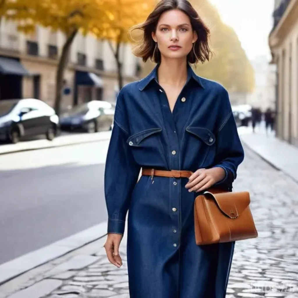 가을 여성 데님 스타일 - **Prompt 1: Raw Denim Elegance for a Parisian Autumn**
    "A stylish French woman, mid-30s, with a ...