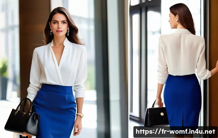 여성용 타이트 스커트 스타일 - **Professional Elegance with a Modern Twist**
    "A confident French woman, 30-35 years old, is wal...