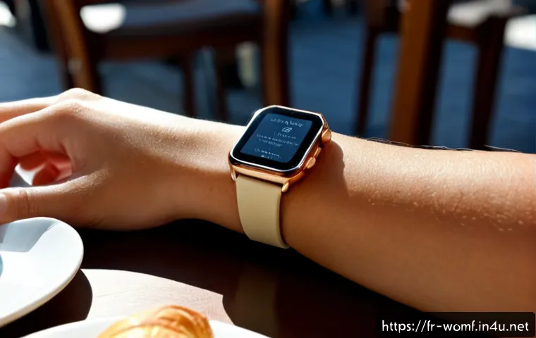 여성 패션용 스마트워치 - Photorealistic close-up of an elegant French woman’s wrist wearing a refined rose-gold fashion smart...